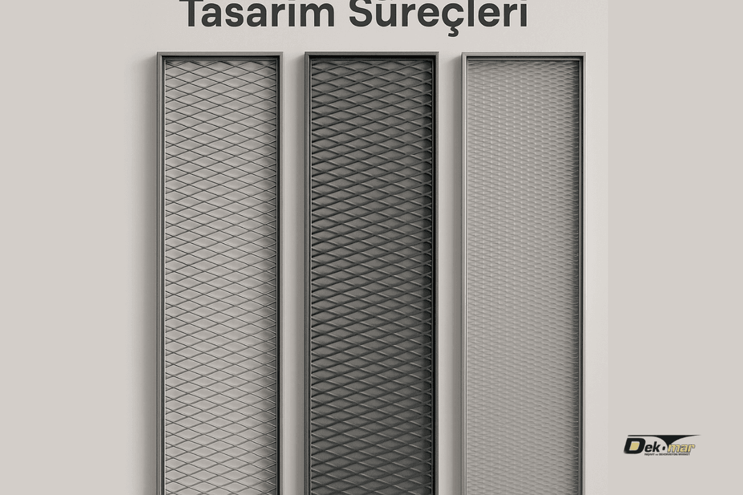 Mesh cephe tasarım süreçlerinde kullanılan farklı yoğunlukta ve desen yapısında metal panel örnekleri. 