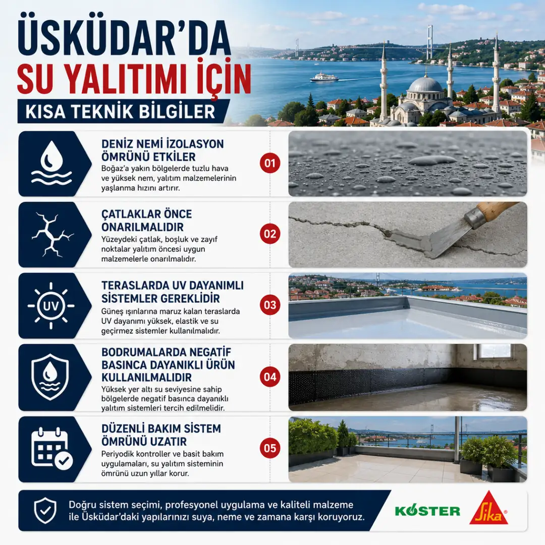 Üsküdar su yalıtımı uygulamalarında dikkat edilmesi gereken teknik bilgiler&nbsp;