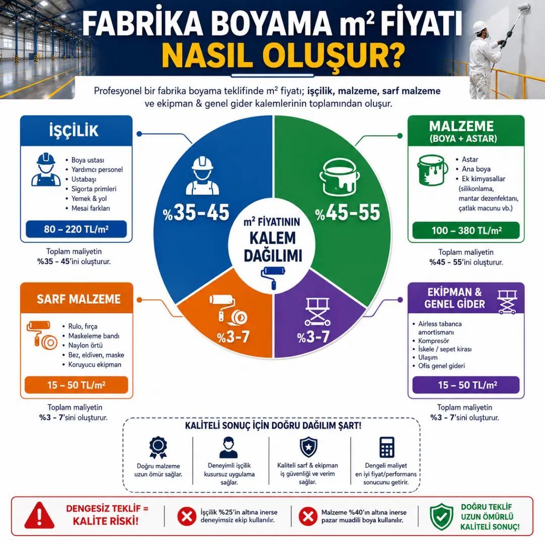 Fabrika boyama maliyet dağılımı işçilik boya astar sarf ekipman oranları&nbsp;