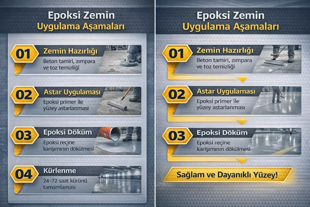 Epoksi zemin kaplama uygulama aşamaları adım adım