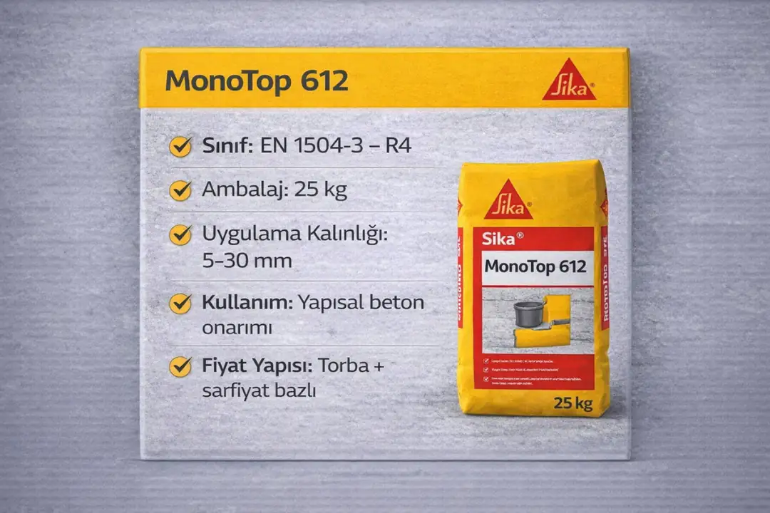 MonoTop 612 R4 beton tamir harcı fiyat ve teknik özet&nbsp;