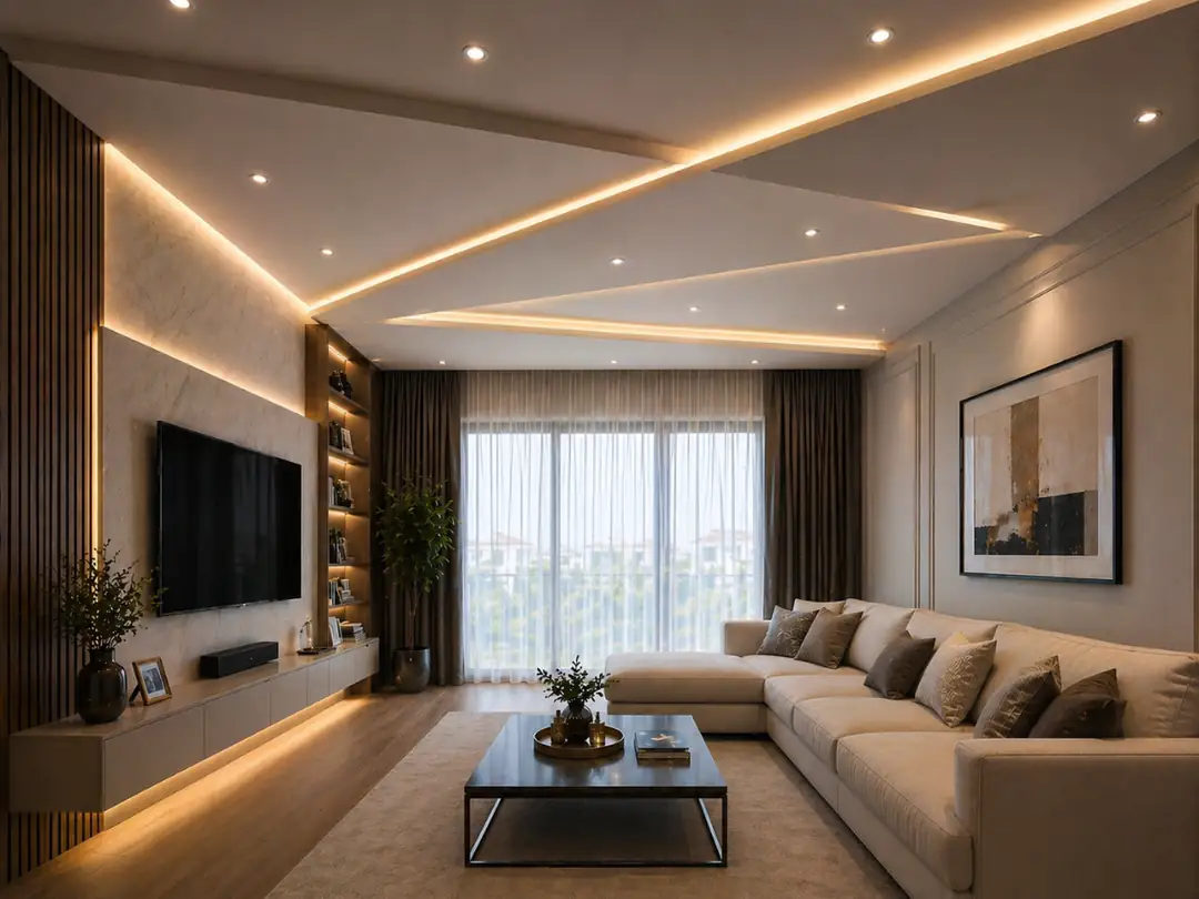 çapraz kotlu modern salon asma tavan dinamik tasarım&nbsp;