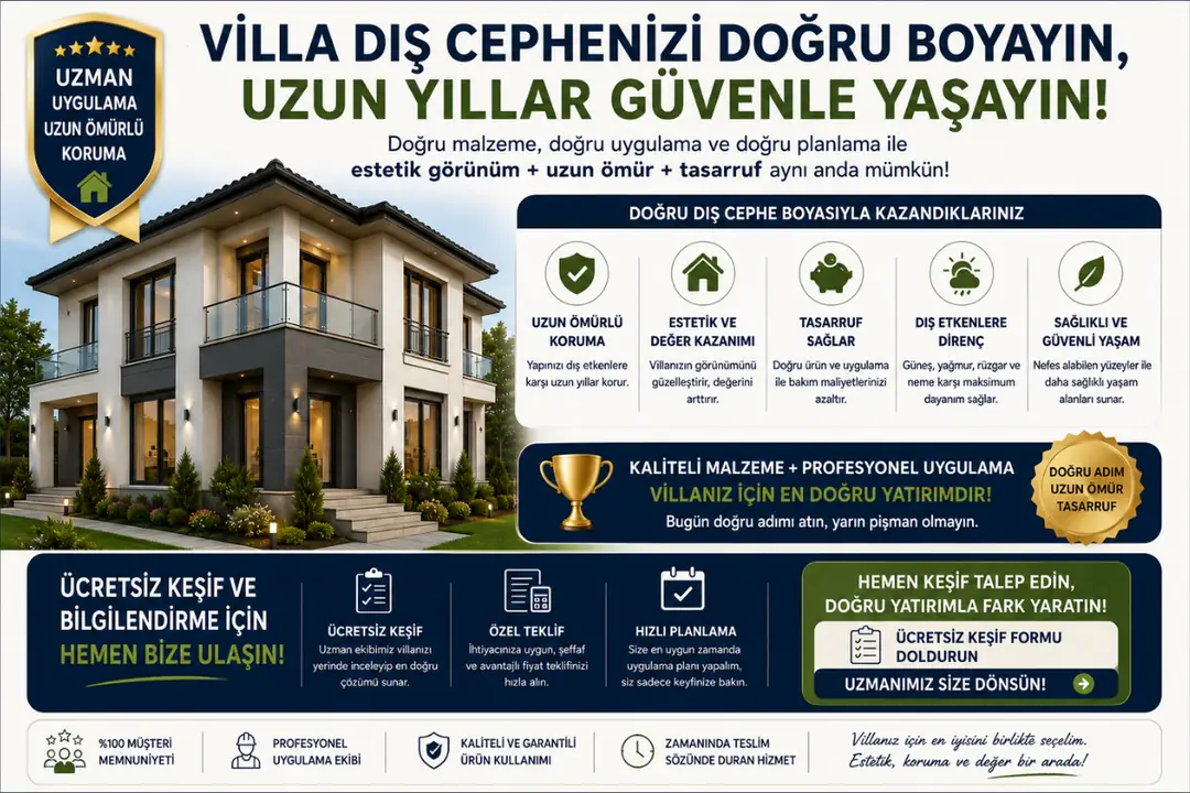 Tamamlanmış modern villa dış cephe boya projesi premium mimari görünüm&nbsp;