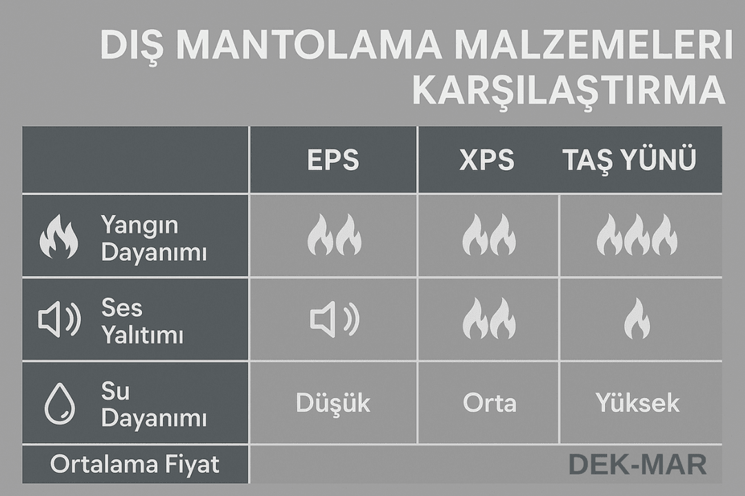 Dış mantolama malzemeleri karşılaştırması: EPS, XPS ve taş yünü özellikleri. 