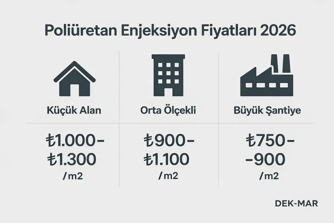 2026 poliüretan enjeksiyon su yalıtımı fiyatları, küçük alan, orta ölçekli ve büyük şantiye m2 maliyetleri
