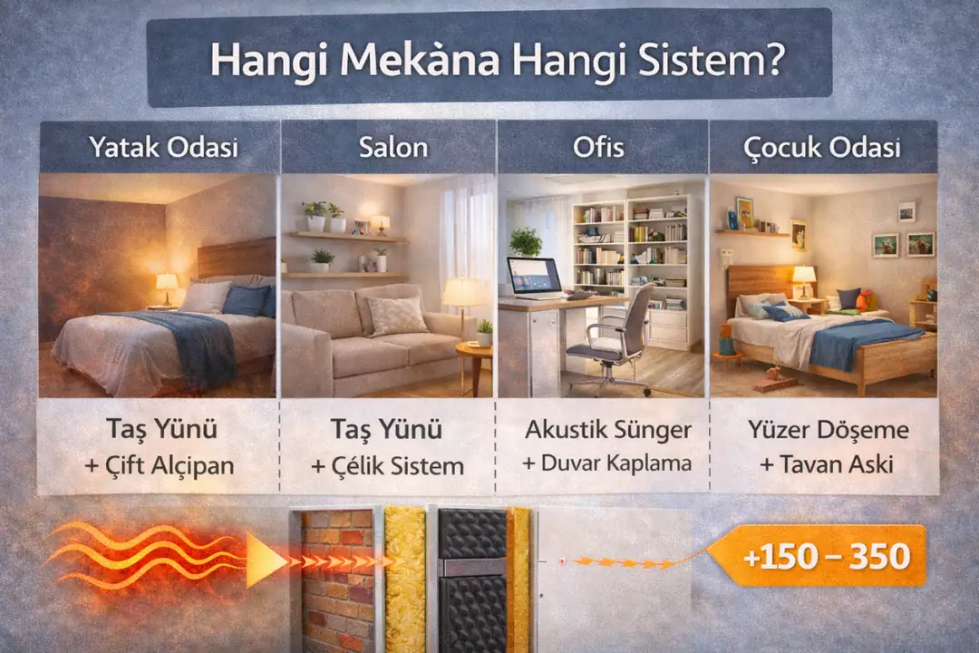 Yatak odası salon ve ofis için komşu gürültüsü ses yalıtımı çözümleri