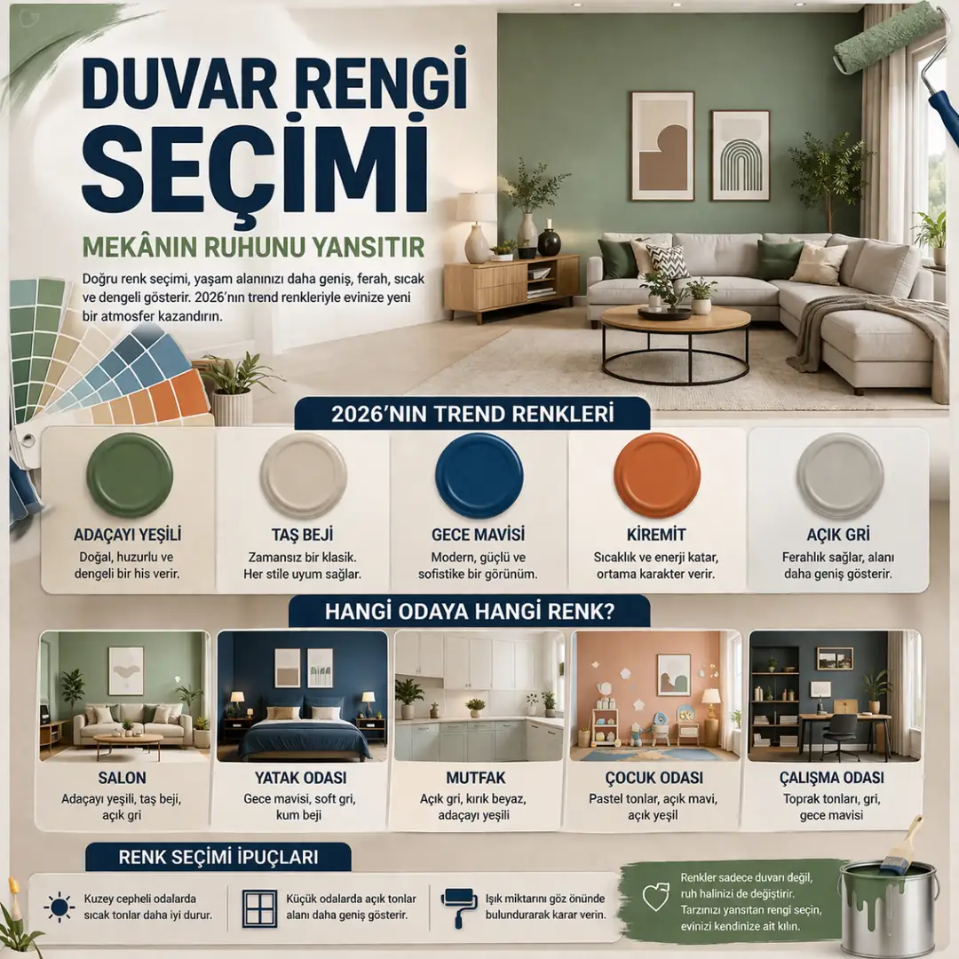 Modern iç mekan boya renk seçimi ve dekoratif duvar uygulamaları&nbsp;