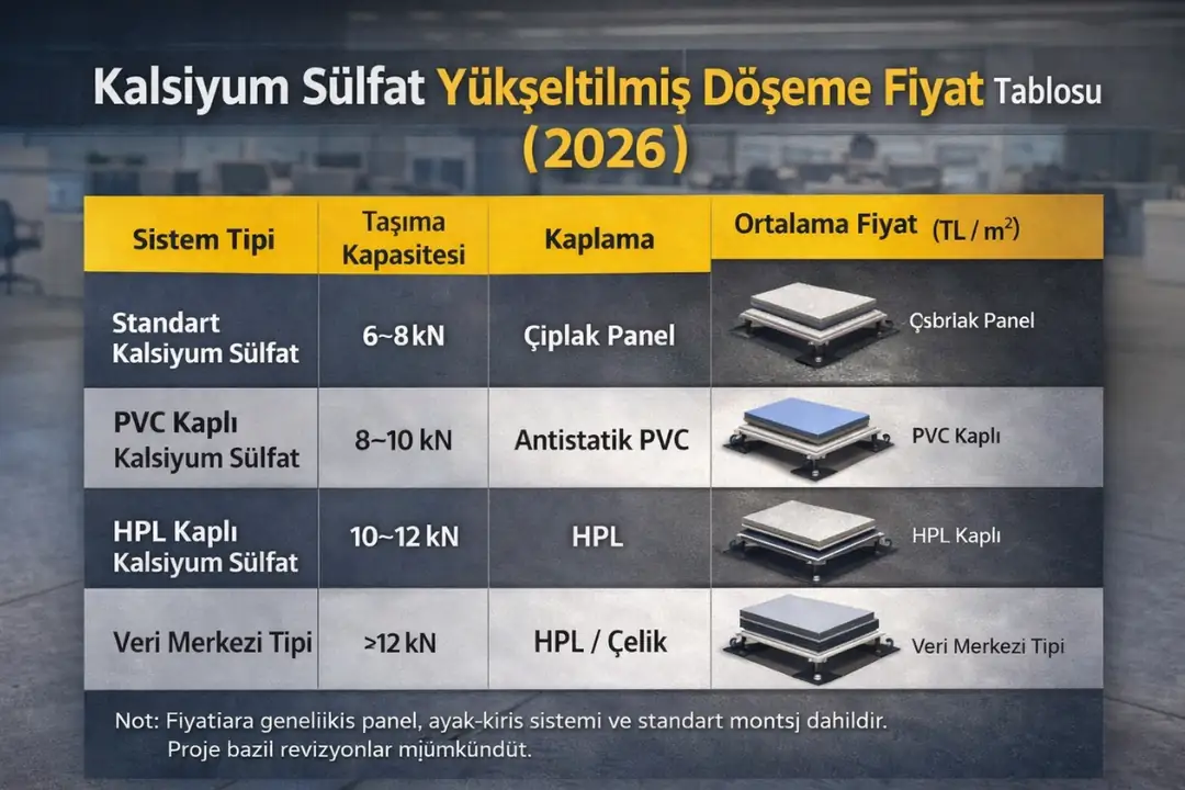 Kalsiyum sülfat yükseltilmiş döşeme m2 fiyat tablosu&nbsp;