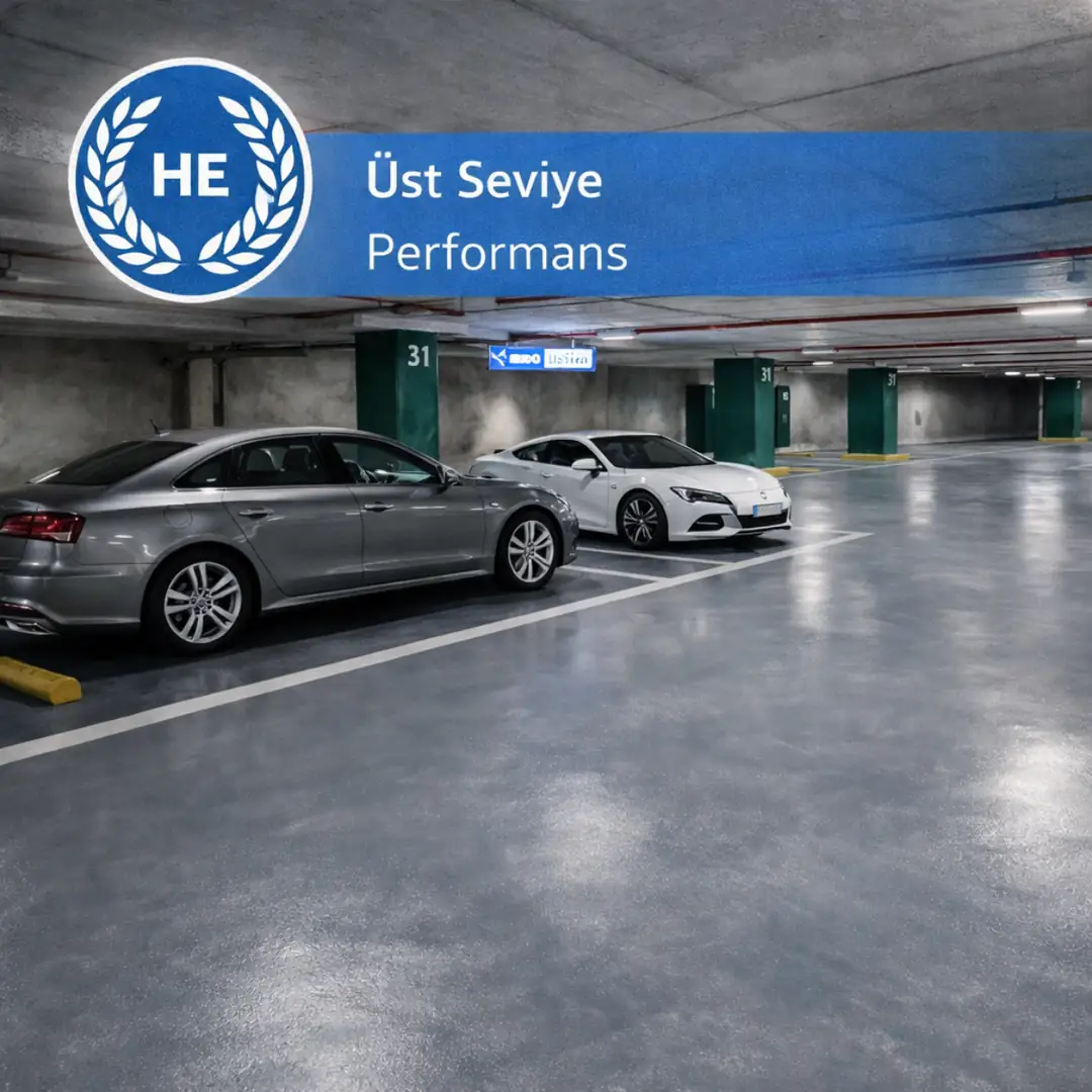 Mapefloor Parking System HE ile uygulanmış yüksek performanslı epoksi otopark zemin kaplama
