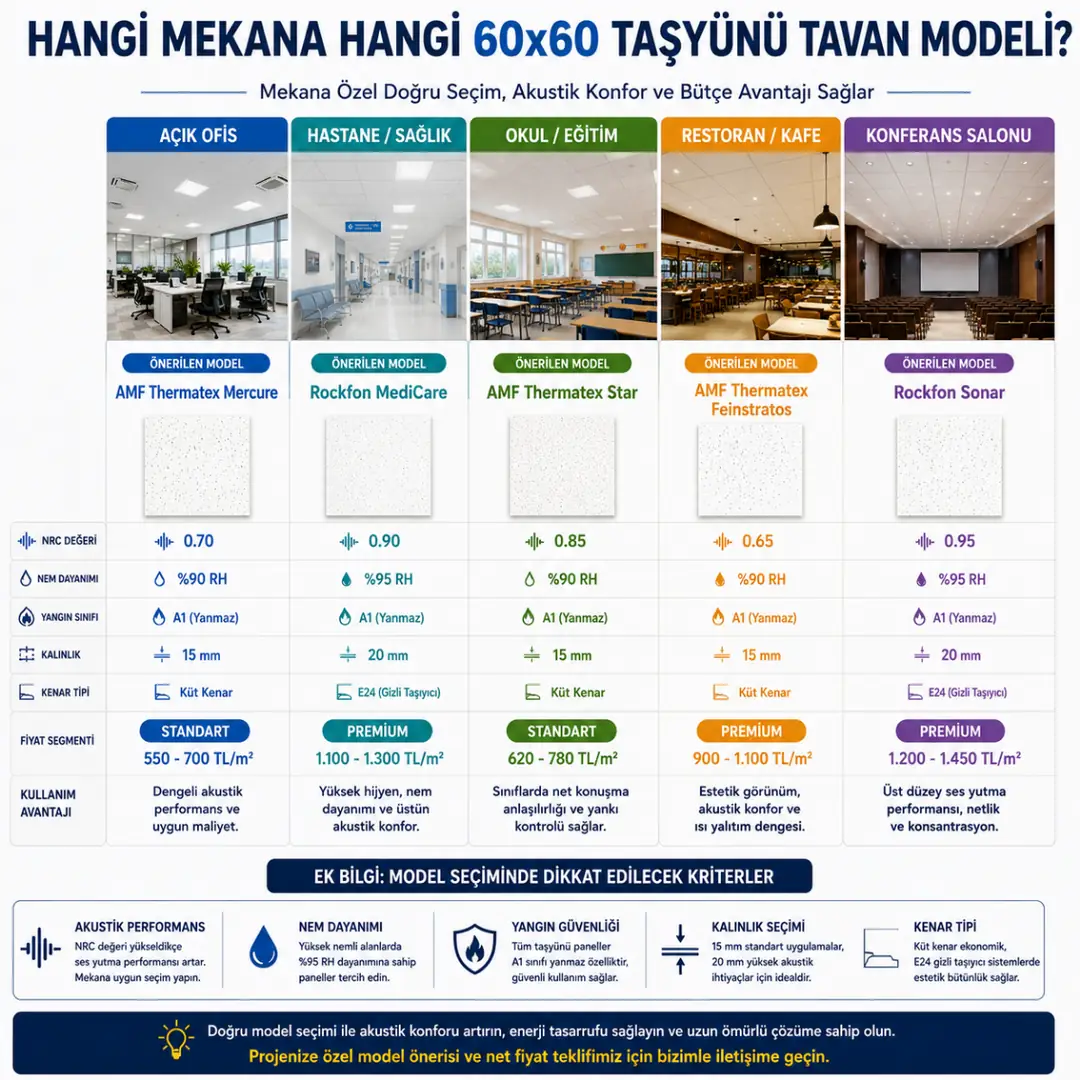 ofis hastane okul için önerilen 60x60 taşyünü tavan modelleri&nbsp;
