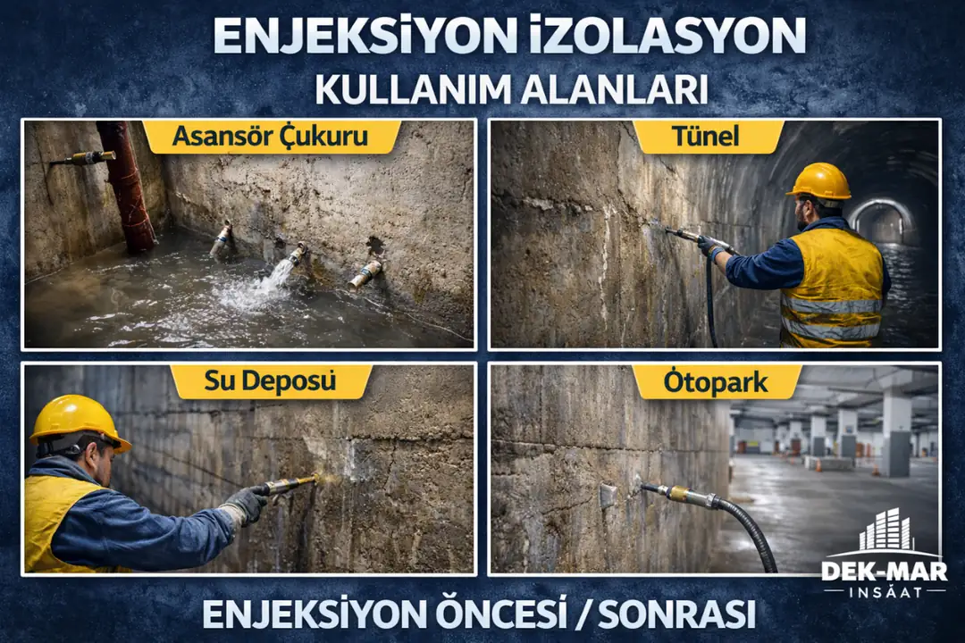 Enjeksiyon izolasyon asansör çukuru tünel su deposu otopark uygulaması&nbsp;