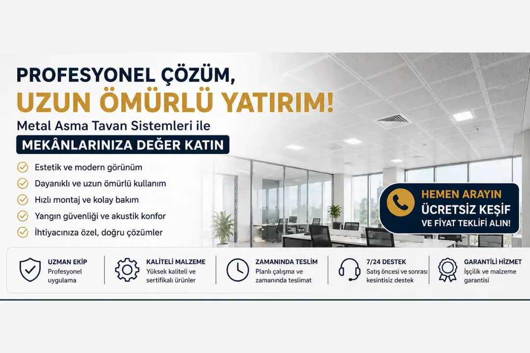 İstanbul metal asma tavan uygulama sonrası modern ofis tavan projesi&nbsp;