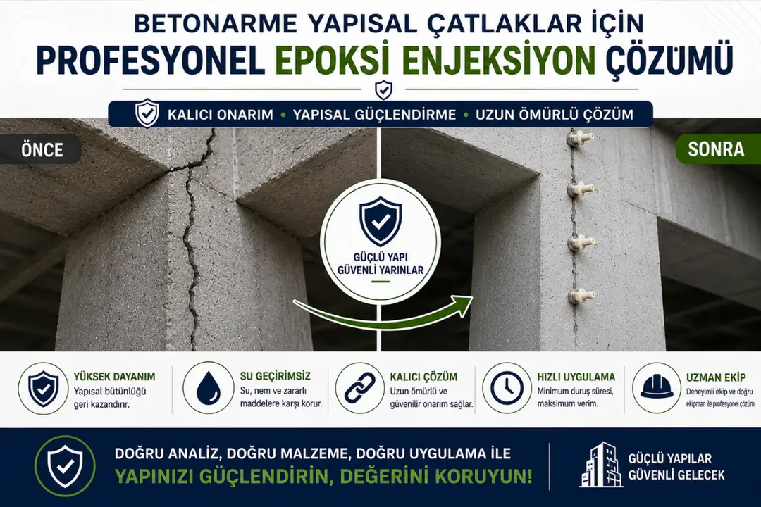 Betonarme yapısal çatlaklar için profesyonel epoksi enjeksiyon çözümü