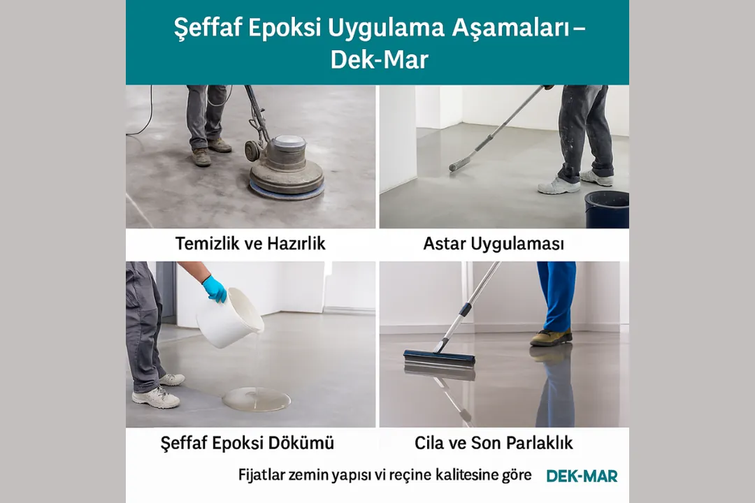 Şeffaf epoksi reçine uygulama aşamaları – astar, döküm ve cila adımlarıyla parlak yüzey elde etme – Dek-Mar 2025