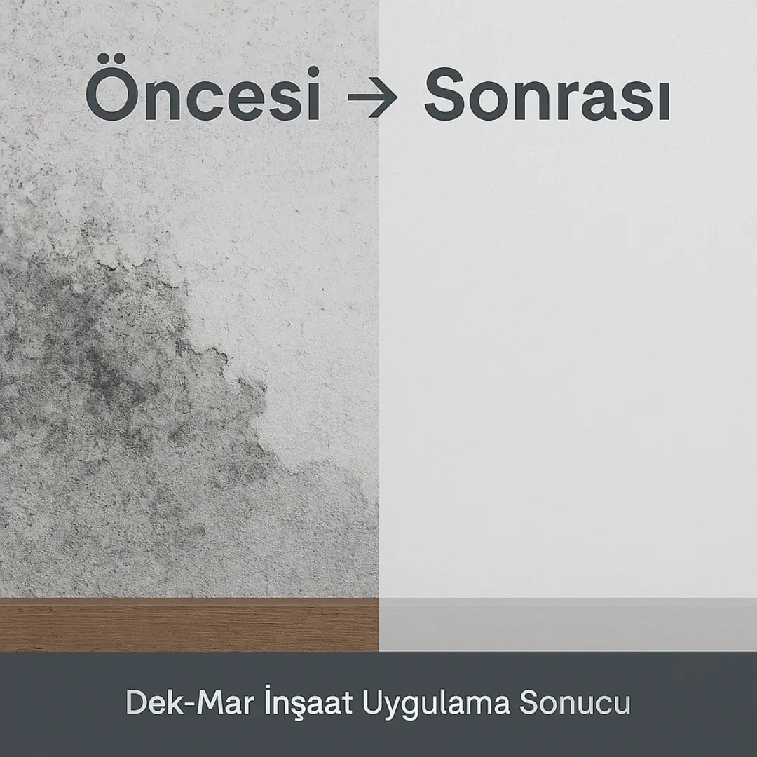 Rutubetli duvarın boya öncesi ve sonrası görünümü – nemli yüzeyin silikonlu boya ile yenilenmesi | Dek-Mar İnşaat