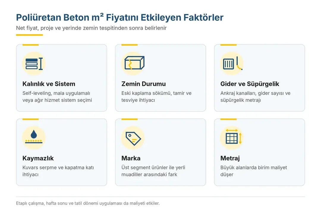 Poliüretan beton m² fiyatını etkileyen faktörler