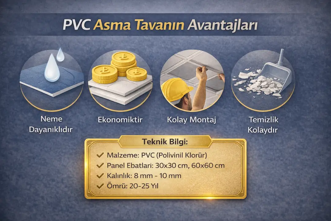 Plastik asma tavan teknik özellikleri mini bilgi kutusu