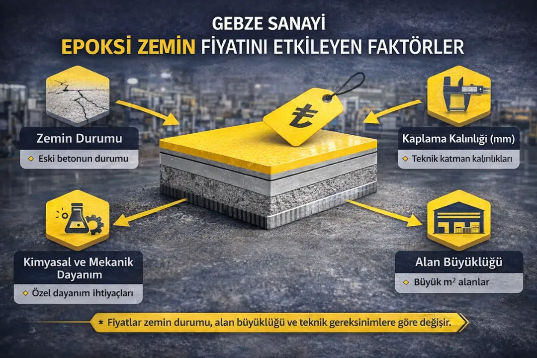 Gebze sanayi epoksi zemin fiyatını etkileyen faktörler zemin durumu kalınlık alan büyüklüğü&nbsp;