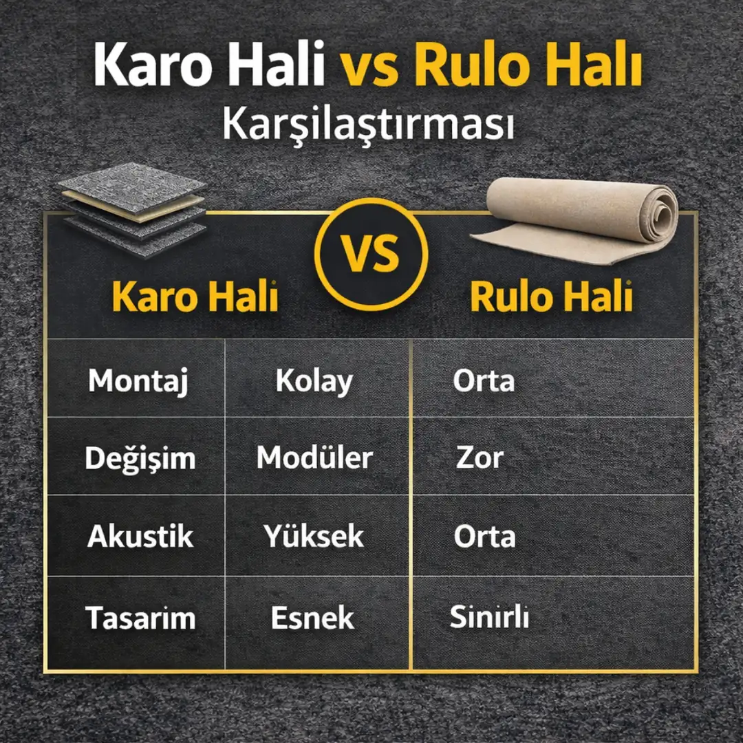 Karo halı ve rulo halı zemin kaplama sistemlerinin karşılaştırması&nbsp;