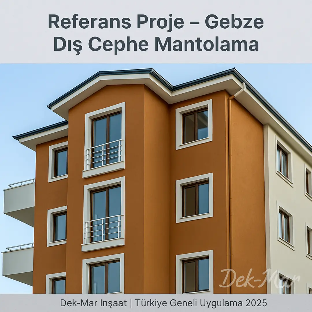 Dek-Mar İnşaat referans projesi – Gebze dış cephe mantolama uygulaması 2025 – Dalmaçyalı sistem örneğ.