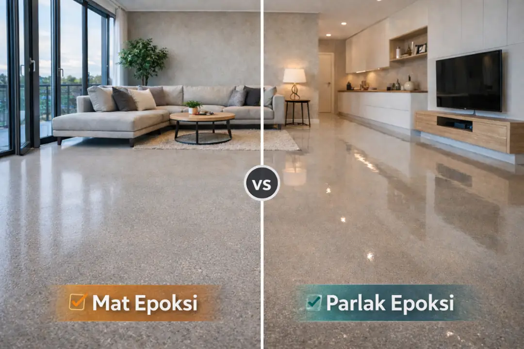 Mat ve parlak epoksi zemin karşılaştırması, konutlarda estetik, parlaklık farkı ve kullanım amacına göre epoksi seçimi&nbsp;