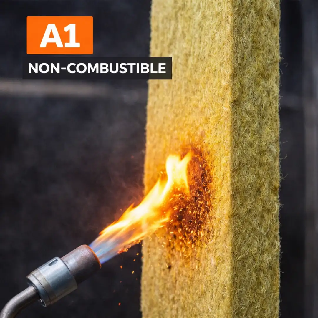 taşyünü yalıtım yangına dayanım testi A1 sınıfı&nbsp;