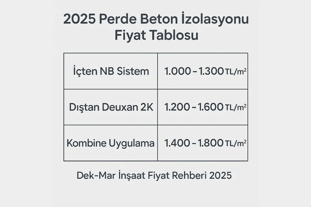 2025 perde beton su izolasyonu fiyat tablosu – KÖSTER NB ve Deuxan sistem m2 maliyetleri