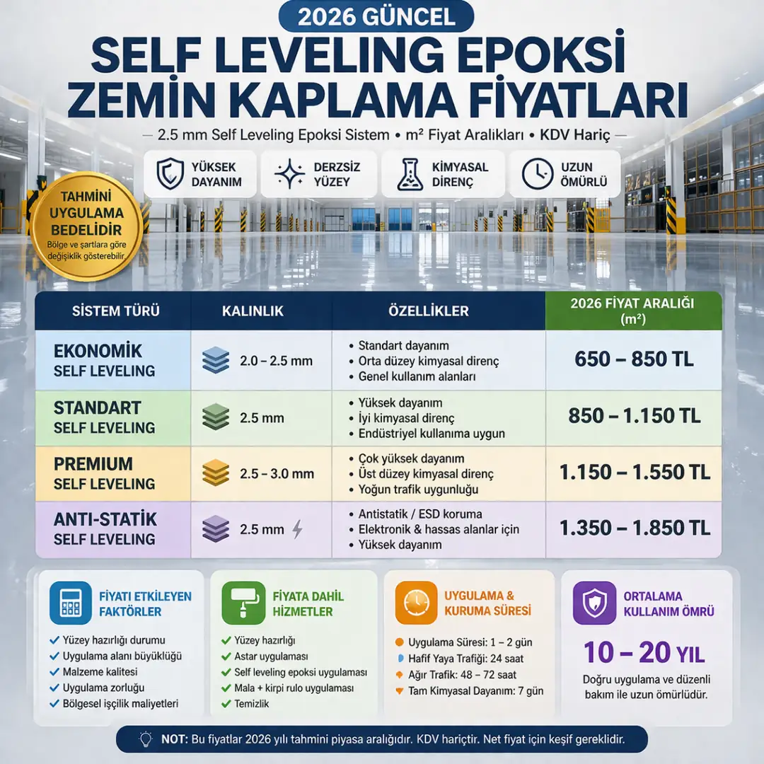 2026 epoksi zemin kaplama fiyatları self leveling epoksi metrekare maliyet tablosu&nbsp;