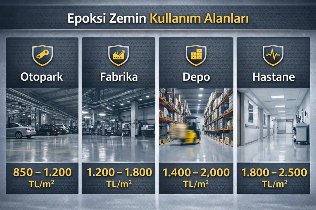 Epoksi zemin kaplama kullanım alanları – fabrika, otopark, depo