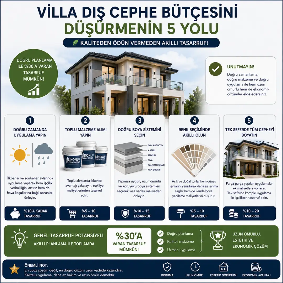 Villa dış cephe boya maliyetini düşürme yöntemleri doğru sistem ve planlama önerileri&nbsp;