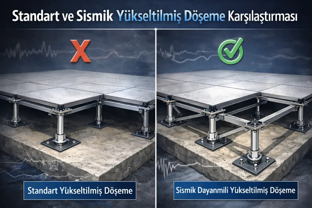 Standart ve sismik dayanımlı yükseltilmiş döşeme sistemlerinin deprem güvenliği, ankraj ve stabilite açısından karşılaştırması