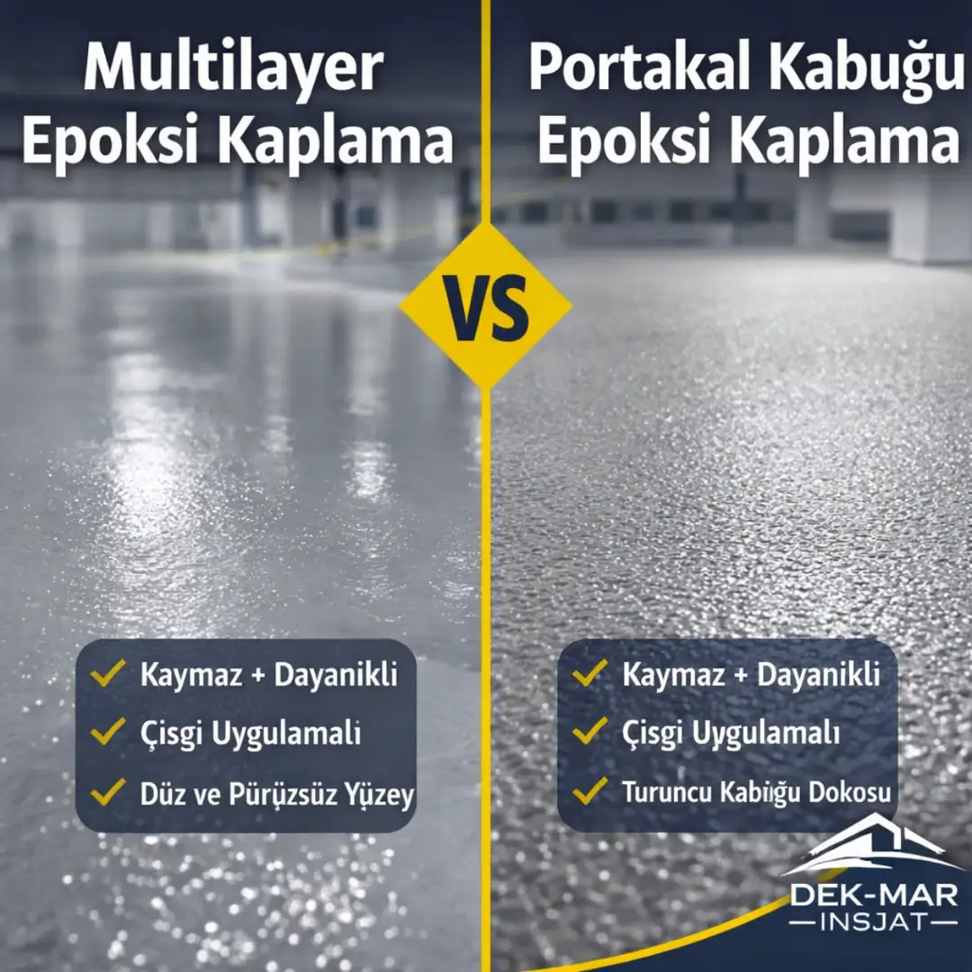 multilayer ve portakal kabuğu epoksi zemin karşılaştırması kaymaz yüzey farkları&nbsp;