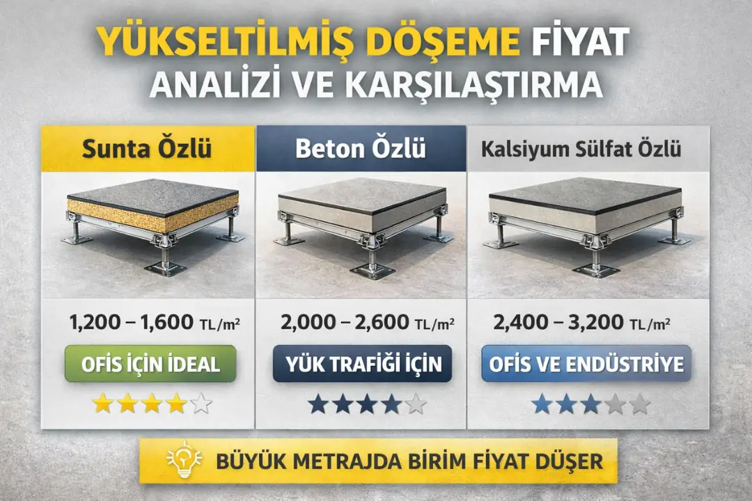 Sunta özlü yükseltilmiş döşeme fiyatları ve sistem karşılaştırması 2026