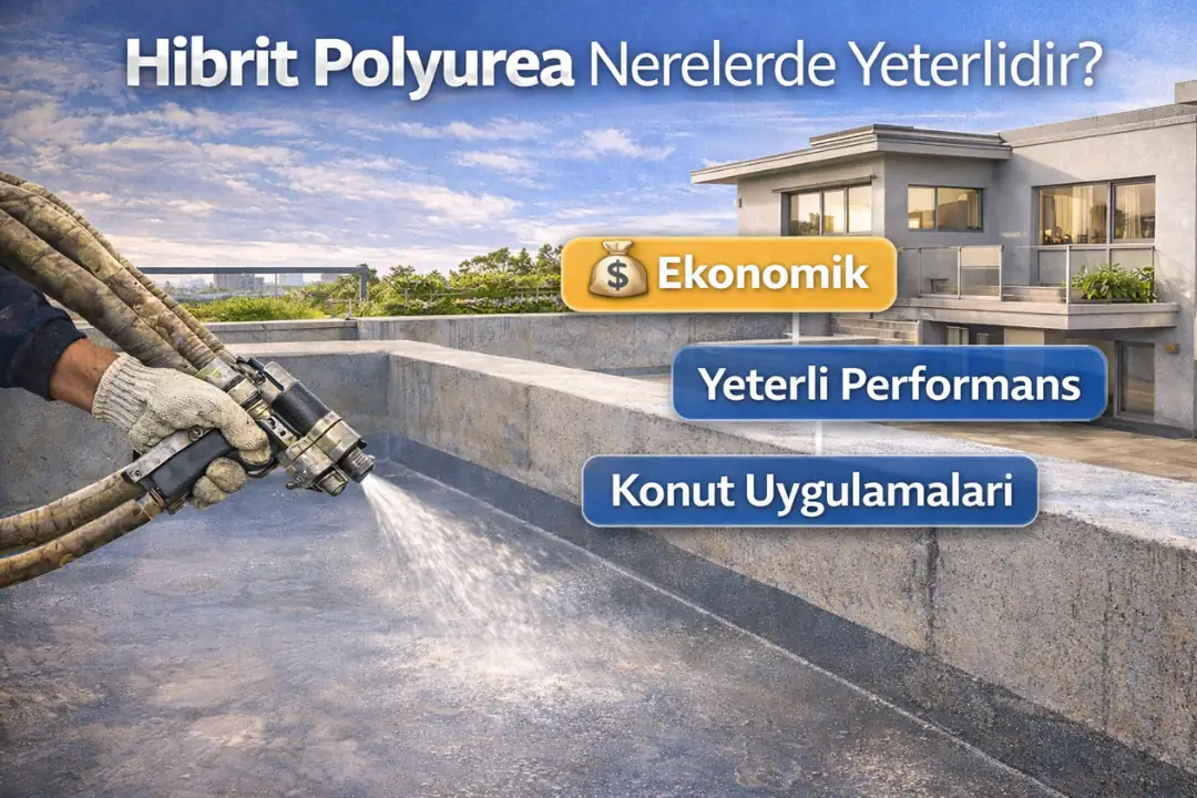 Hibrit polyurea kullanım alanları, teras, balkon ve konut projeleri için ekonomik çözüm.&nbsp;