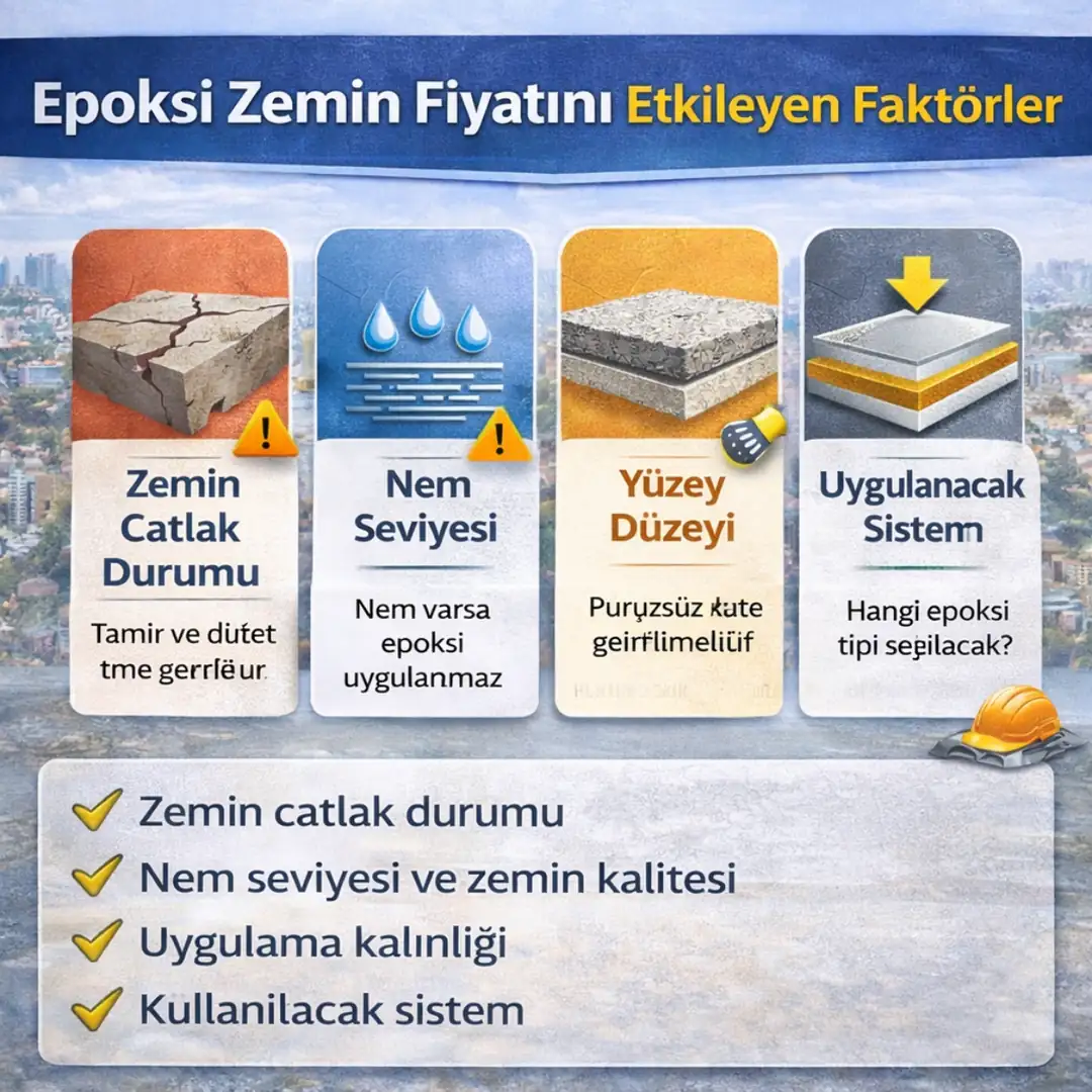 Epoksi zemin fiyatını etkileyen faktörler zemin durumu çatlak nem&nbsp;