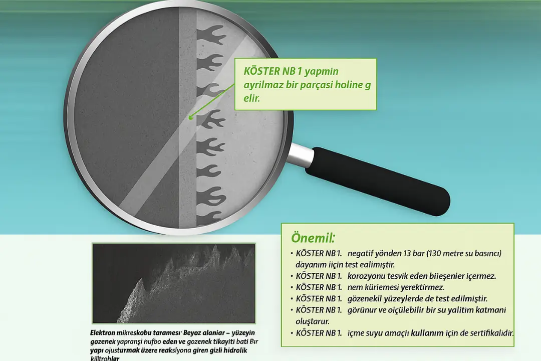 KÖSTER NB 1 kristalize su yalıtımı – elektron mikroskop görüntüsü ve teknik özellikler&nbsp;