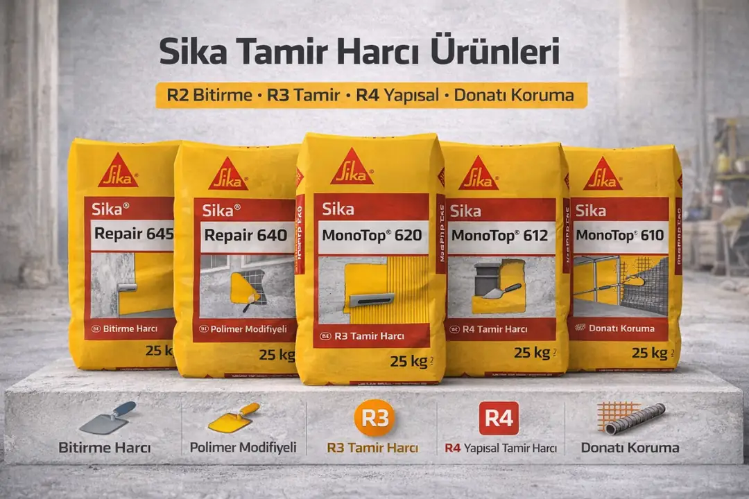 Sika tamir harcı ürünleri SikaRepair ve MonoTop serisi&nbsp;