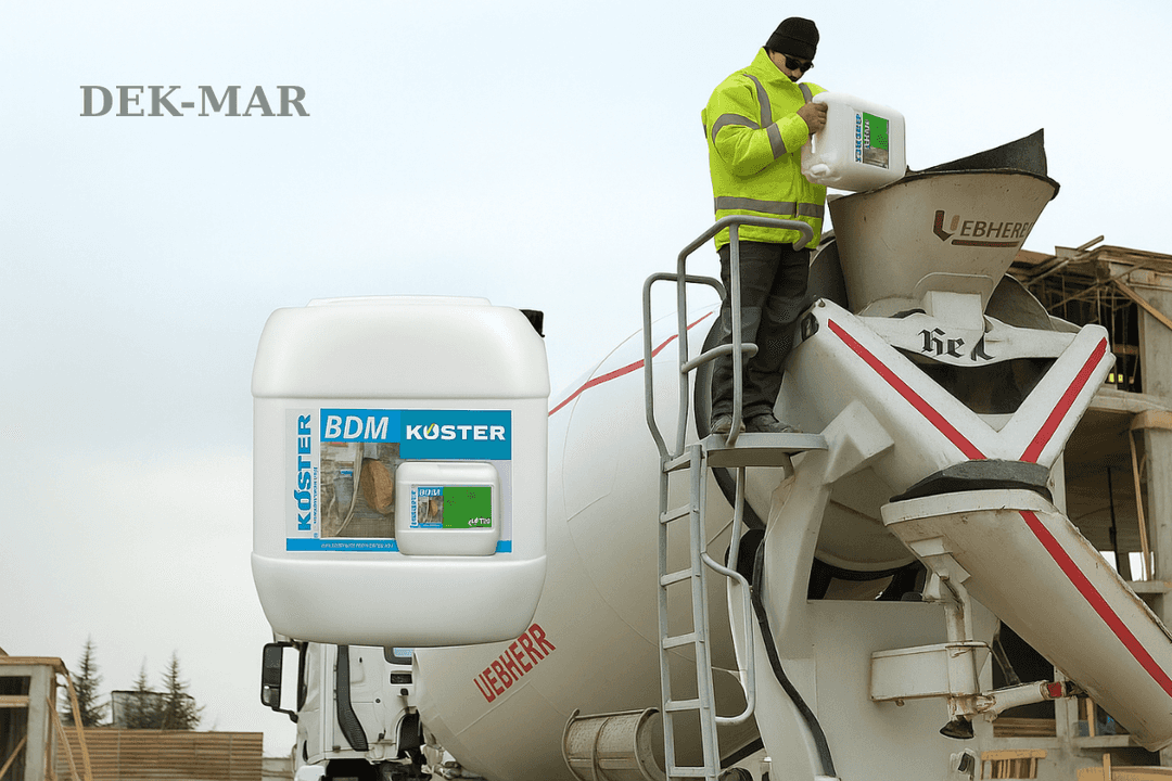 Köster BDM kristalize beton katkısının mikser içine dozajlanarak uygulanması. 