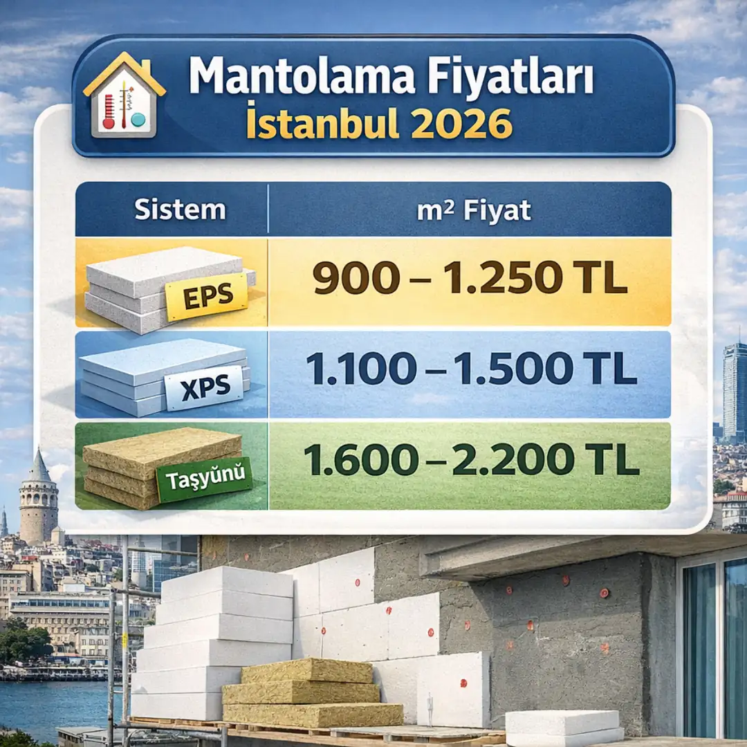 İstanbul mantolama fiyatları 2026 EPS XPS taş yünü karşılaştırması