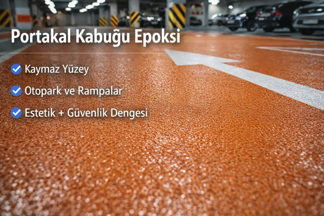 Kaymaz portakal kabuğu epoksi zemin kaplama otopark uygulaması&nbsp;