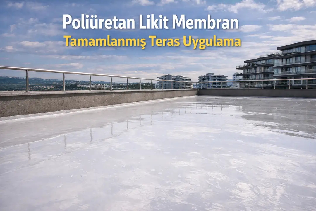 Tamamlanmış poliüretan likit membran teras su yalıtımı uygulaması&nbsp;
