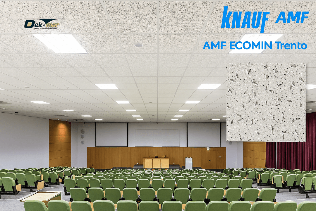 Knauf AMF taşyünü asma tavan sistemiyle akustik konfor, yangın güvenliği ve estetik tasarımı bir araya getirin. 