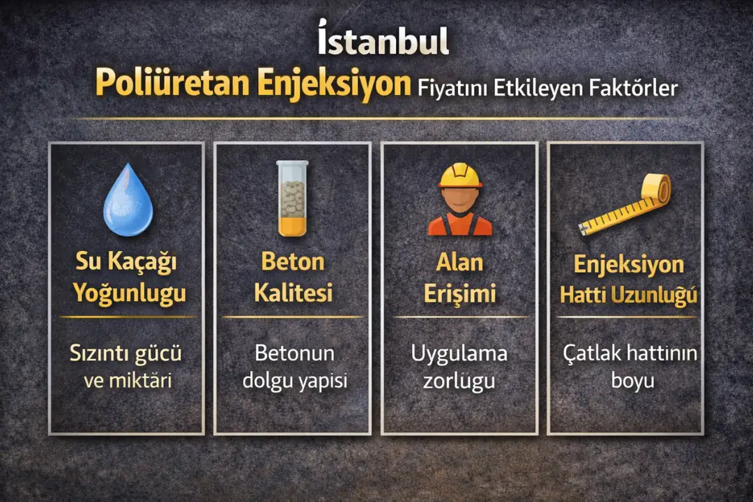İstanbul poliüretan enjeksiyon su yalıtımı fiyatını etkileyen faktörler – su yoğunluğu, beton yapısı ve uygulama alanı&nbsp;