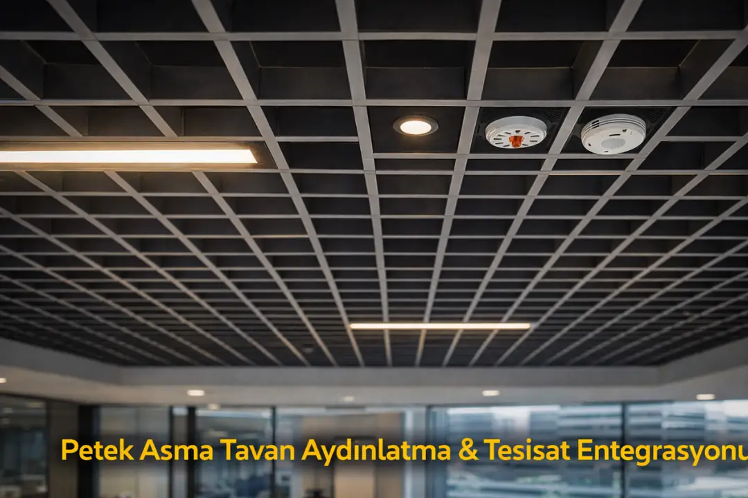 Petek asma tavan aydınlatma ve tesisat entegrasyonu