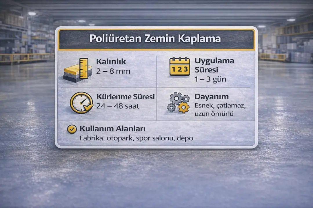 Poliüretan zemin kaplama teknik özellikleri, kalınlık, kür süresi ve kullanım avantajları&nbsp;