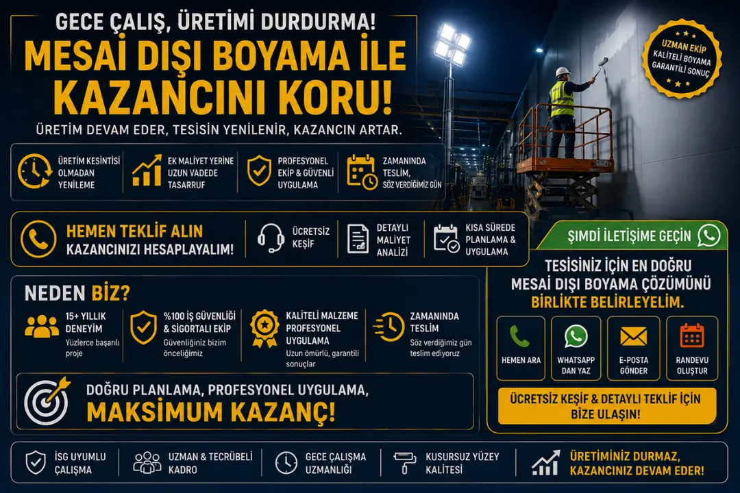 Üretim durmadan profesyonel gece fabrika boyama tamamlanmış modern tesis görünümü&nbsp;