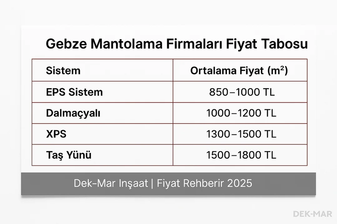 Gebze mantolama firmaları fiyat tablosu 2025 – EPS Dalmaçyalı XPS taş yünü sistemleri