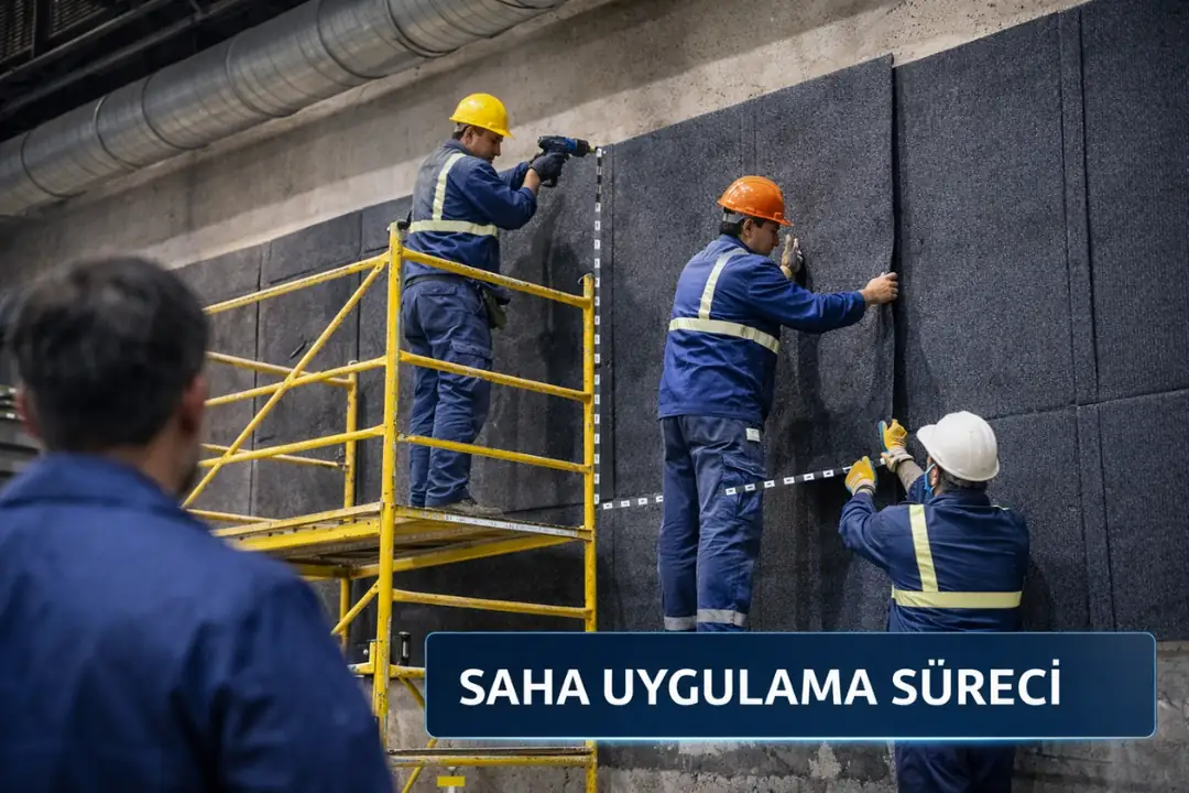 Fabrika ses yalıtımı kapsamında akustik panel montaj süreci