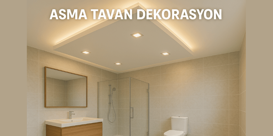 Alçıpan malzemeyle tasarlanmış, gizli LED ışıklı modern banyo asma tavan dekorasyonu
