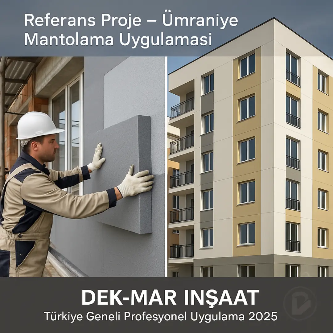 Dek-Mar İnşaat referans projesi – Ümraniye dış cephe mantolama uygulaması 2025 – enerji verimli, estetik cephe çözümü.